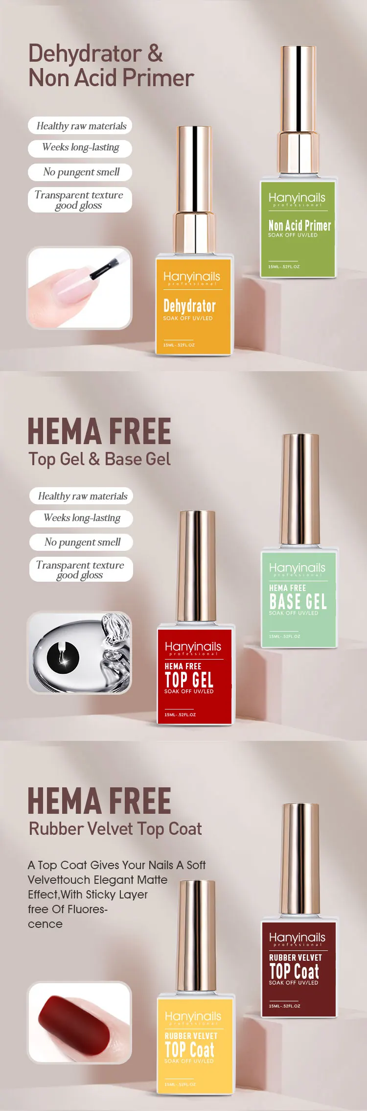 Professional Multifunction Hema Free Biab Rubber Base Gel Builder
