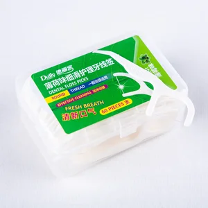 Daily Care Best Selling Plastic Dental Floss with Pick End JS2001A UHMWPE Thread Toothpick 60pcs