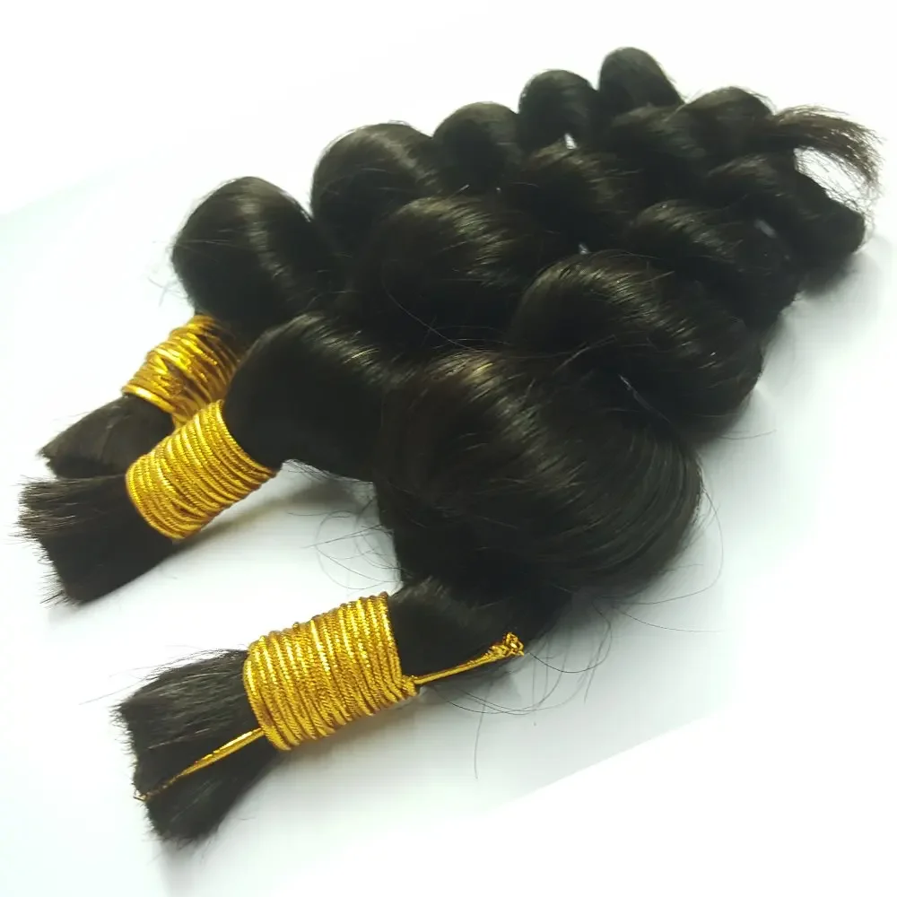 Brazilian Curly Wave Human Hair Bulk Extensions 1/3 Pcs/Lot 8-26 inch_voghion.com