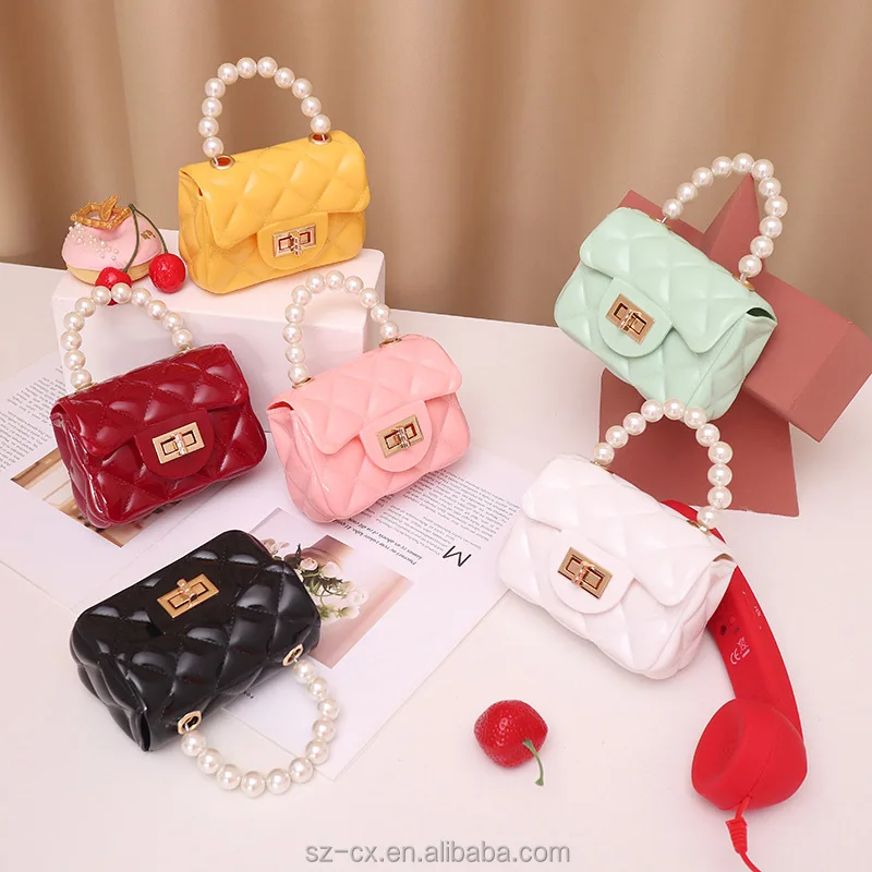 Women's 2023 Ladies Handbag New Pearl Hand Chain Mini Jelly Bag