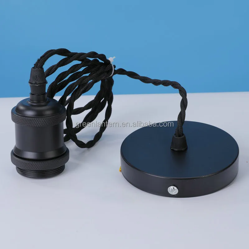 Vintage E27 Base Socket Lamp Holder Braided Twisted Rope Indoor Lamp ...