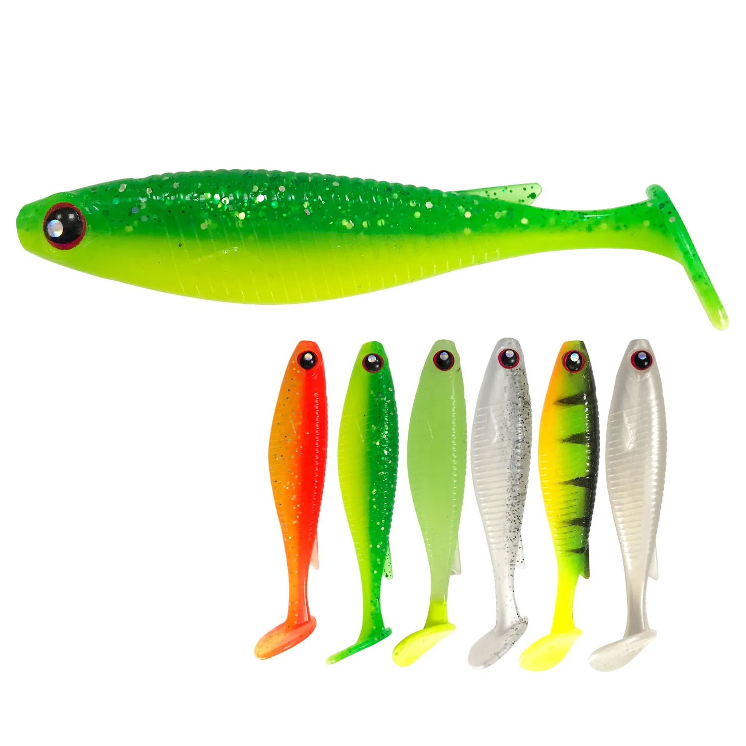 Lures Fishing Worm Silicone Bass Pike Minnow Swimbait Jigging Artificial Shiner 