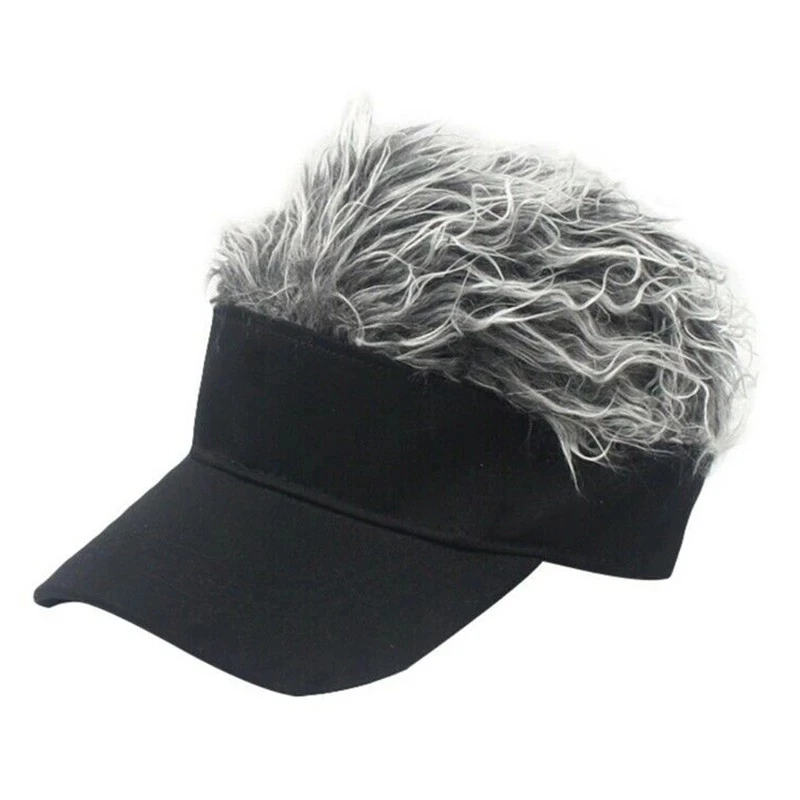 Wig Golf Baseball Cap with Spiked Wigs Men Women Casual Funny Sunshade Adjustable Sun Visor Hairs Baseball Hat with Spiked