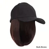 Casquette noire + cheveux châtain foncé