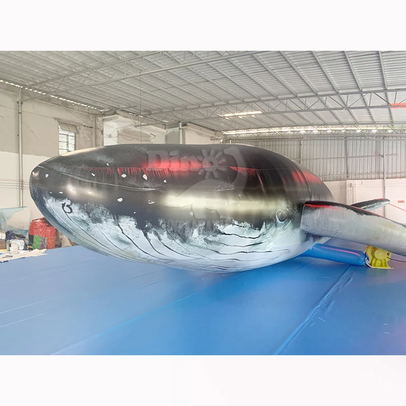 Free Customized Large Inflatable Cartoon Whale Advertising Model Hanging Whale Sea Creature for Exhibition
