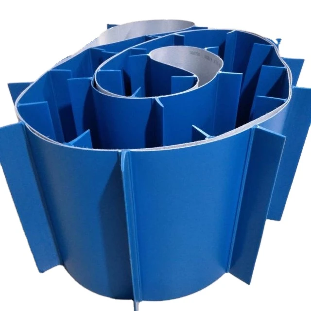 Blue PVC Conveyor Belts Width Cleats PVC Cleated Belt
