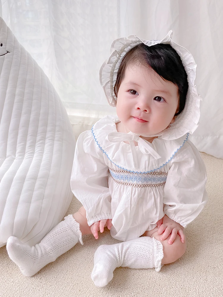 Осенняя одежда для маленьких девочек, одежда в стиле принцессы с воротником в виде листьев лотоса, треугольная одежда с длинными рукавами для скалолазания и шапкой