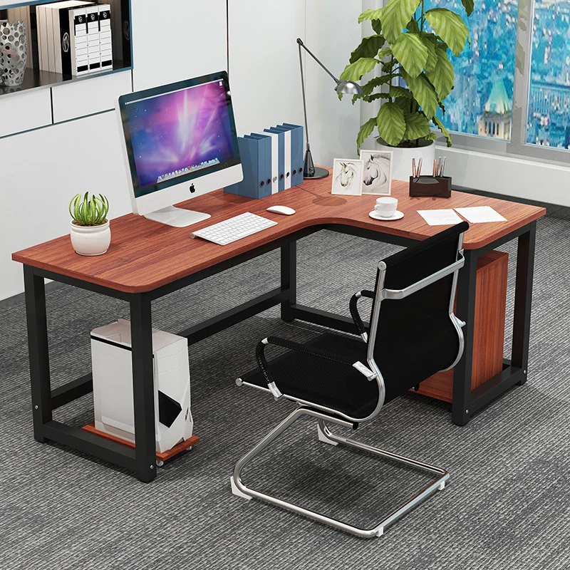 Modern Multi-colour Customised Standing Office Corner Desk L-Shape Eco-friendly Solid Wood Panel Writing Desk