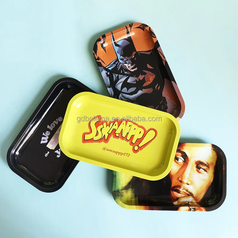 Custom Logo Rolling Tray Metal Smoking Serving Tray With