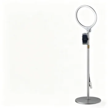 Aluminum Ring Light Stand Tripod Phone Holder with LED for Video Recording Makeup Streaming & YouTube/TikTok (White) detail image