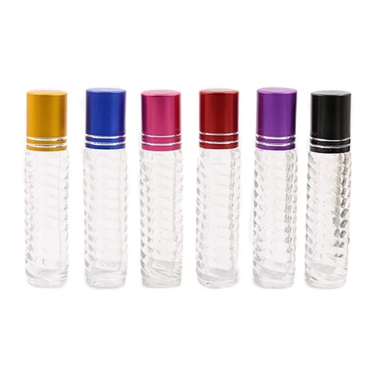New 5ml 10ml Spiral Shaped Deodorant Roll on Perfume Bottle With Aluminum Cap