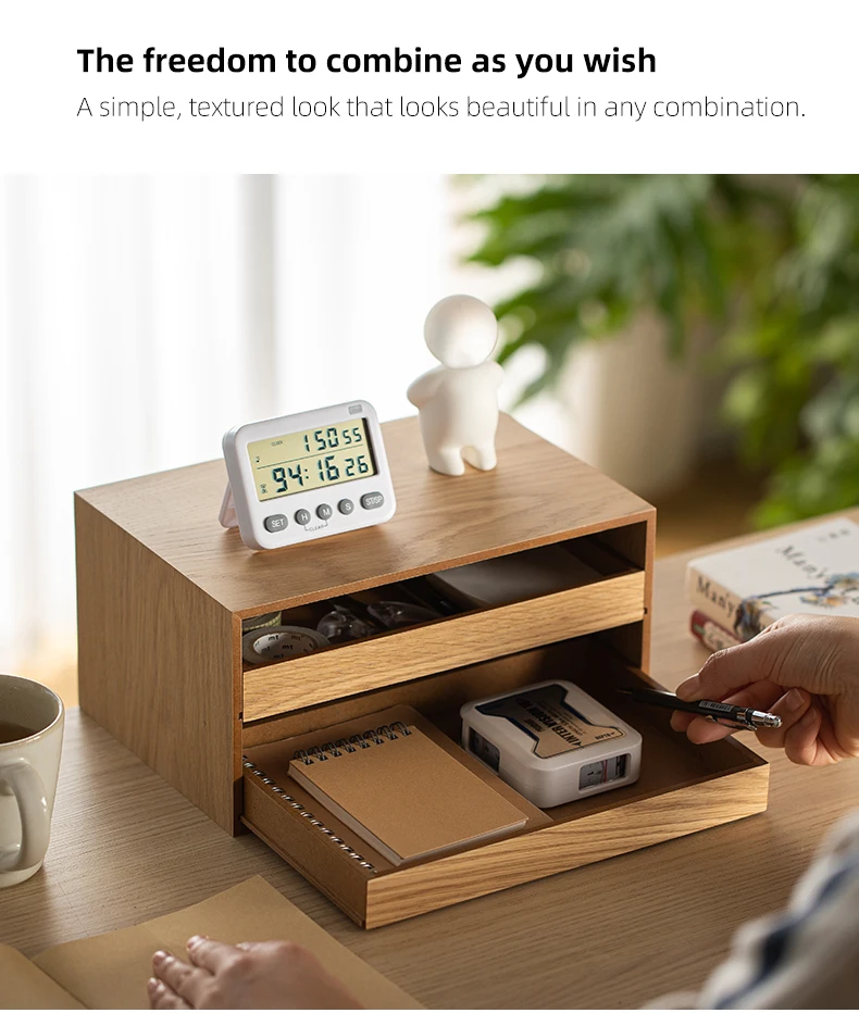 Shimoyama New Luxury Laminated Wood Storage Box Case For Desktop