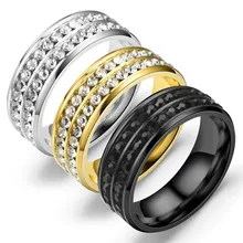 European and American Jewelry Diamond Set Double Row Titanium Steel Stainless Steel Ring for Men and Women Wholesale Ring