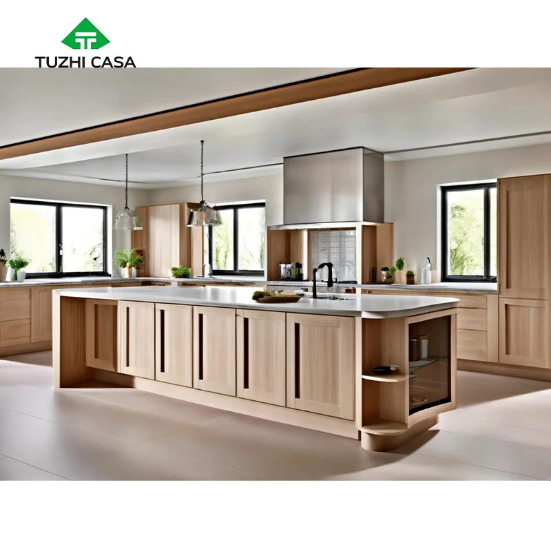 Tuzhi Casa 2024 Modular Shaker Kitchen Furniture Oak Solid Wood