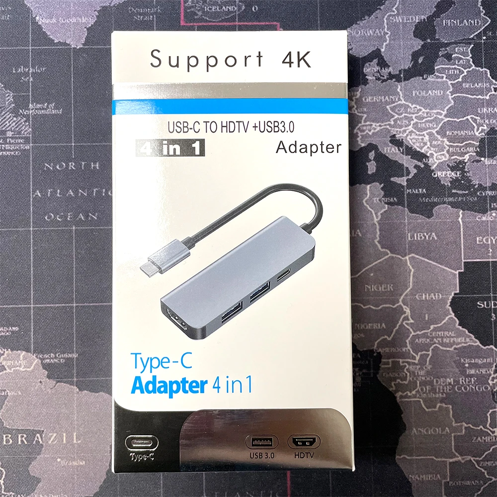 USB C Hub Docking Station Multiport Adapter 4 in 1 Double USB Port HDTV 4K Video and USB C Fasting Charging Port