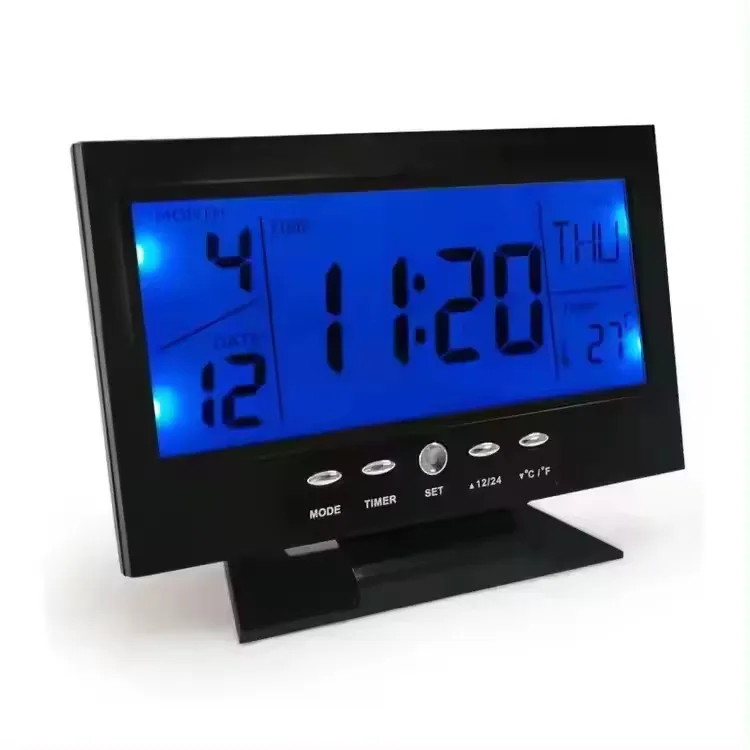 Hot Sell Desktop Indoor Digital LCD Electronics Alarm Clock Snooze Calendar Temperature Display Clock