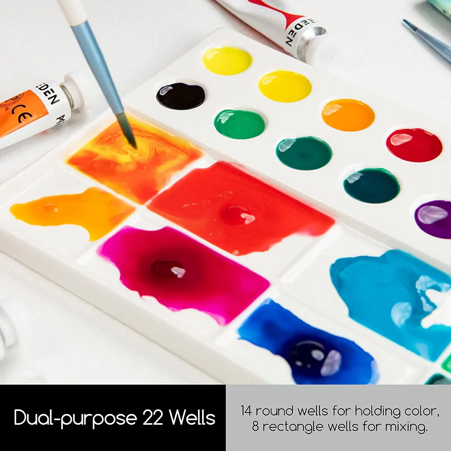 Palette Peinture Aquarelle En Porcelaine Blanche - 12 Godets, Avec Couvercle, Réutilisable, Facile à Nettoyer