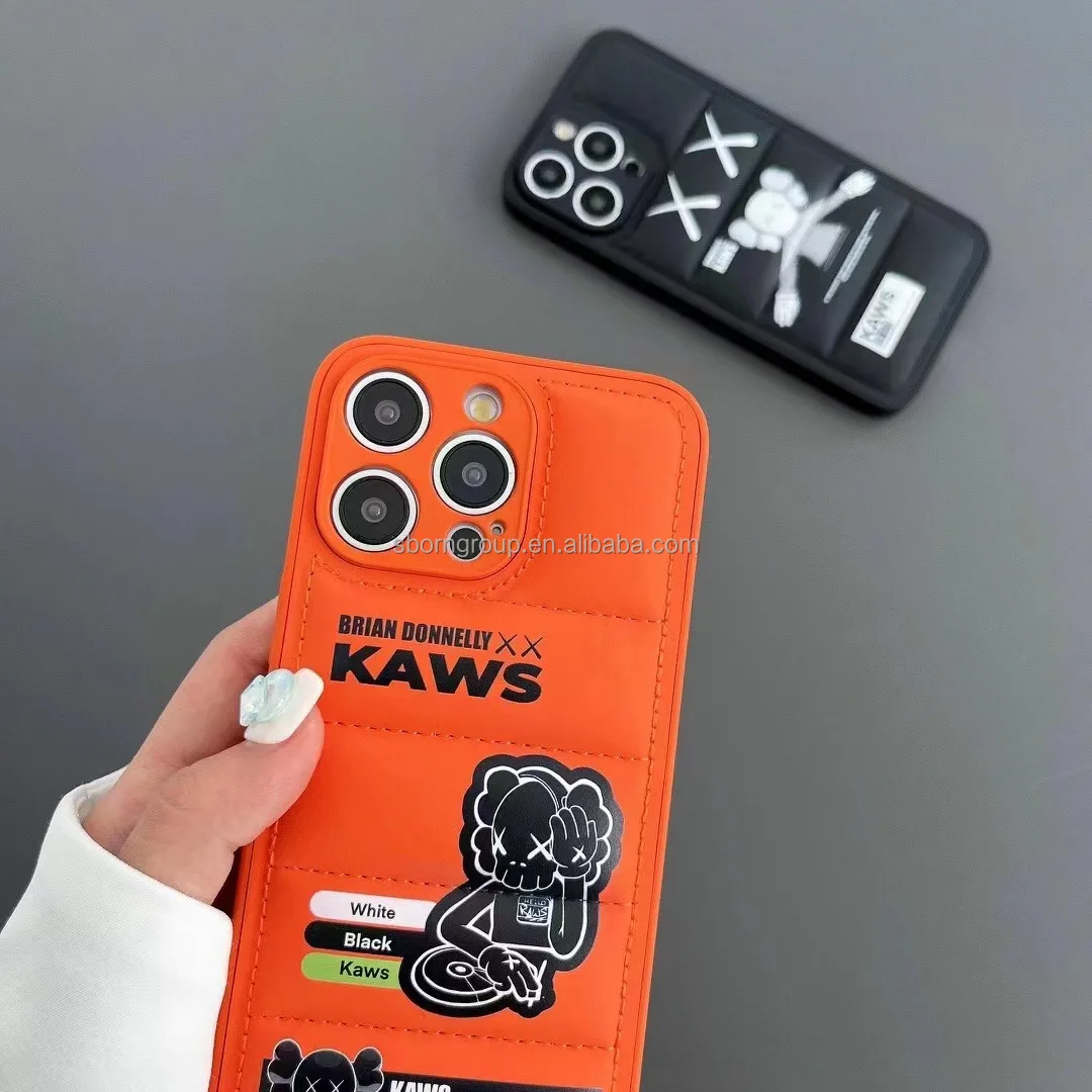 New Creative Kaws Design Puffer Cell Phone Case for iPhone 16 15 14 13 12  11 Pro Max PC Material Camera Lens Film OEM/ODM Logo