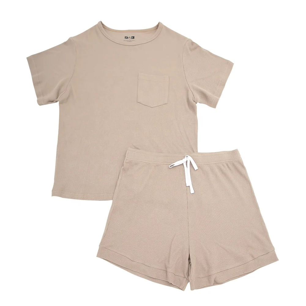 Direct Factory's Extra Soft Breathable Unisex Waffle Fabric Pajama Knitted Home Use Summer Baby Rompers Baby Clothing Sets