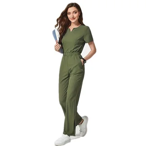 Multiple Pockets Comfortable Nurse Hand Washing Clothes Jogger Hospital Washable Sets Medical Scrubs Anti-wrinkle Short Sleeve