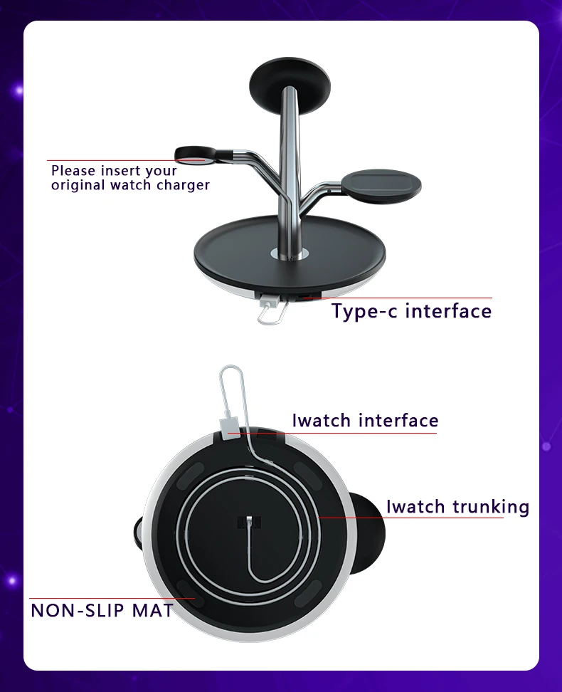 Беспроводное зарядное устройство 3 в 1, заводское быстрое зарядное устройство, беспроводная зарядная док-станция Qi 3 в 1, беспроводное зарядное устройство 3 en 1, зарядное устройство