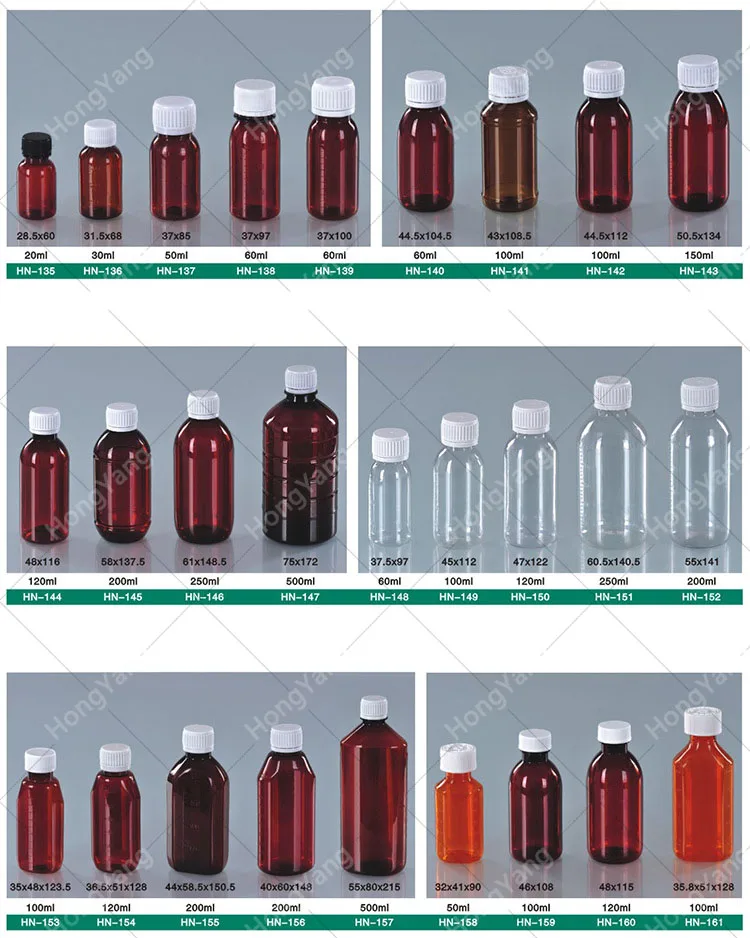 Empty Drink Cough Syrup Bottles Transparent Plastic Bottlers Maple