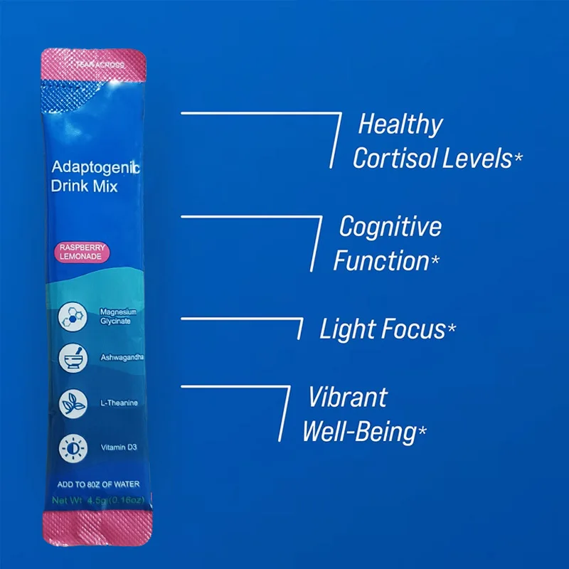 Private Label Pre Workout Energy Adaptogenic Drink Calming Powder Mix Hydration Stick Electrolyte Powder for Calm &Stress Relief