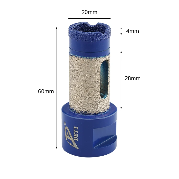 6-12mm M14 Thread Crown Porcelain Ceramic Tile Diamond Vacuum Brazed Dry Drilling Core Drill Bits