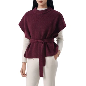 Women's Knitted Waistcoat with Advanced Feeling Loose Lazy Wind Sleeveless Round Neck Folding Top Fabric Outer for Summer