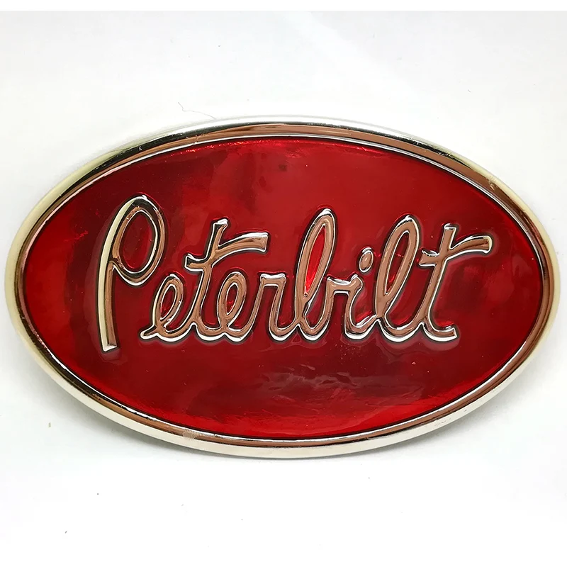 Peterbilt Merchandise - Peterbilt Motors Chrome Finish Oval Belt Buckle -  Peterbilt Belt Buckles