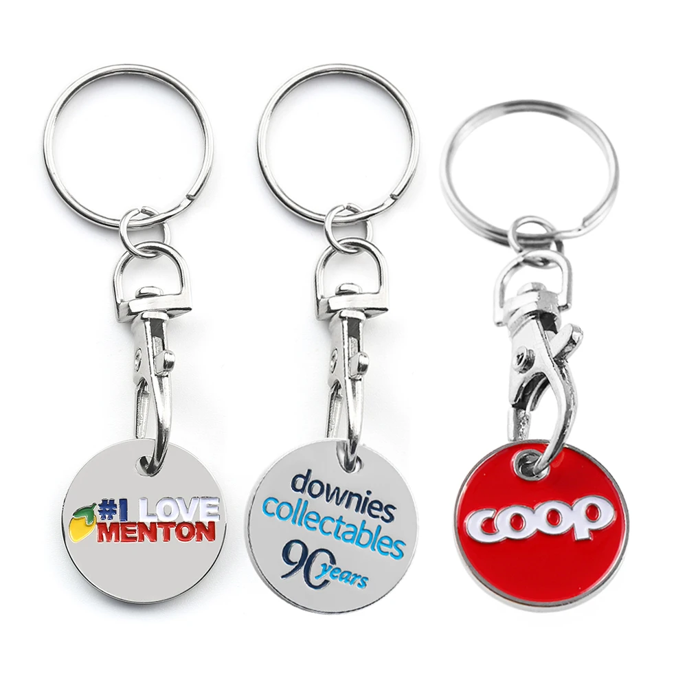 Metal Shopping Trolley Coin Token Keychain Keyring Holder_voghion.com