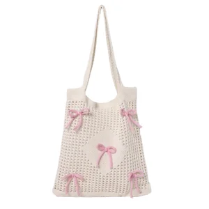 New Arrivals Tote Bag for Women Ballet Style Handmade Beach Bag High Quality Portable Knitted Shoulder Bag for Shopping Leisure