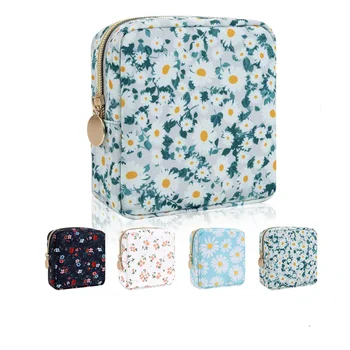 Cute Flower Makeup Bags Travel Cosmetic Bag Colorful Cotton Make up Pouch Customized Storage pink terry Floral bags for women