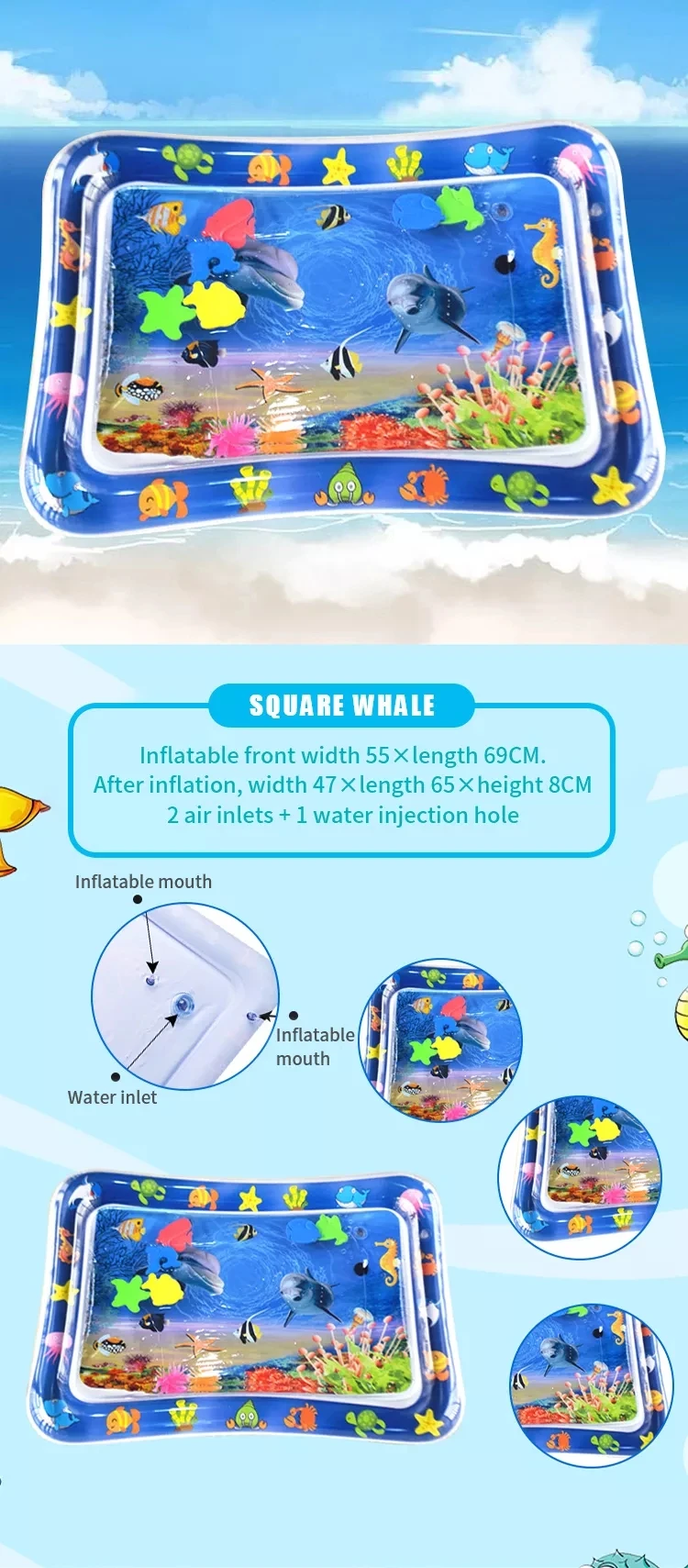 Baby Water Mat Inflatable Cushion Infant Toddler Water Play Mat for Children Early Education Developing Baby Toy Summer Toys details