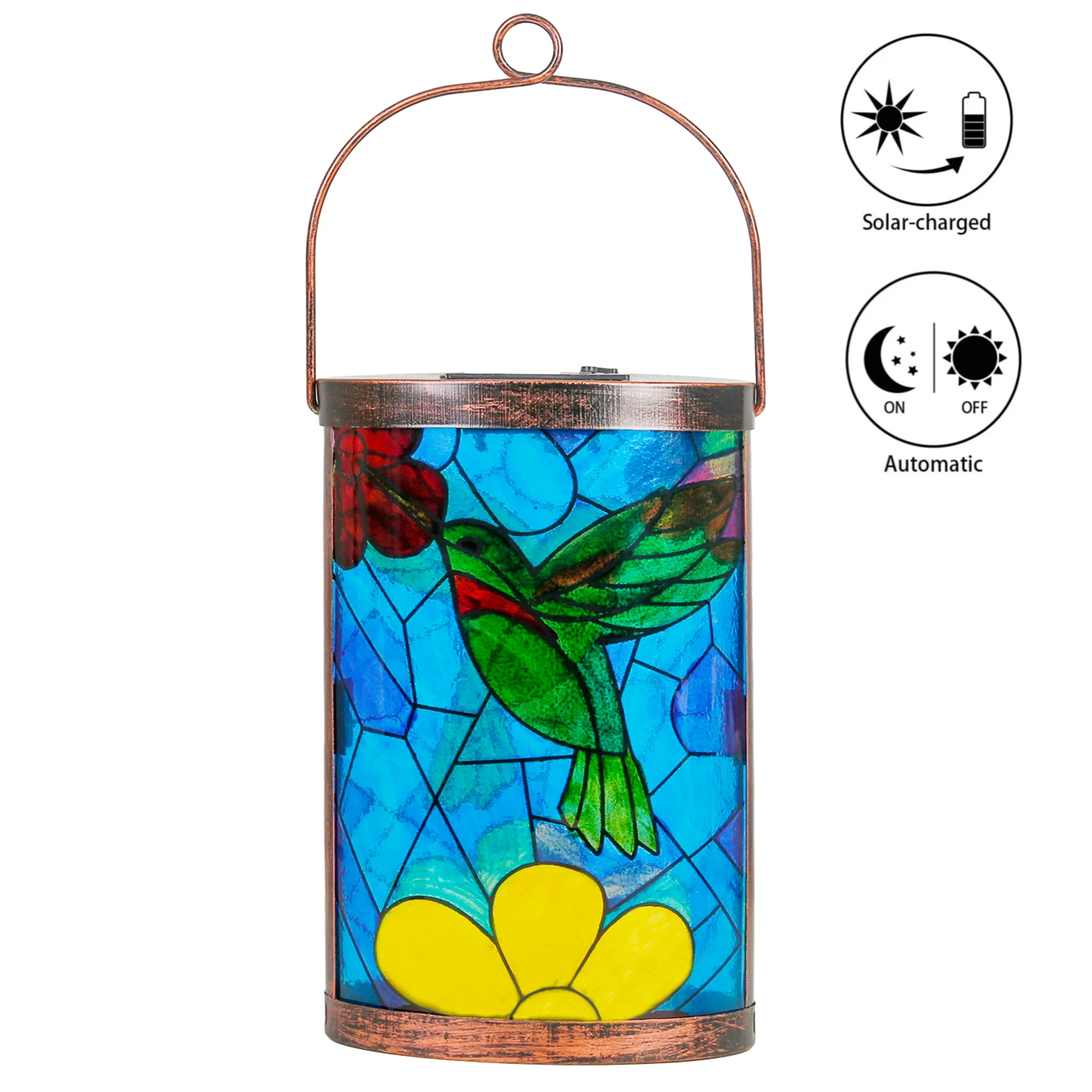 Solar Lantern Glass Hanging Solar Lantern Outdoor Waterproof  Solar Lights Tabletop Lamp for  Yard Table Patio