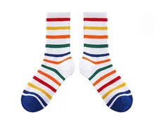 Fashion Sweet Colorful Stripes Socks Dress Casual Girl School Sock Custom Cotton Crew Socks for Women