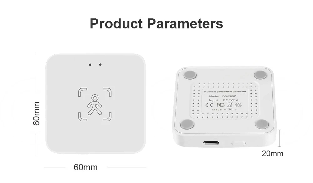 Tuya WiFi / Zigbee c Cảm biến chuyển động cơ thể người thông minh MmWave Radar vi sóng Phát hiện cường độ DC5V