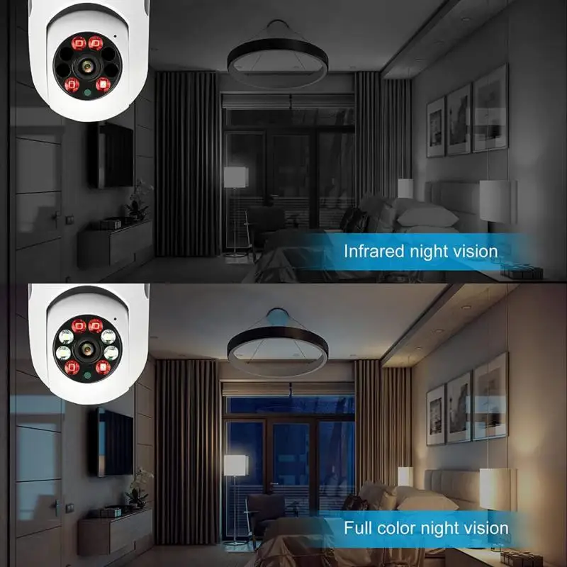 3MP Bulb Camera PTZ Motion Detection CCTV Network Carecam Pro App Lightbulb Camera