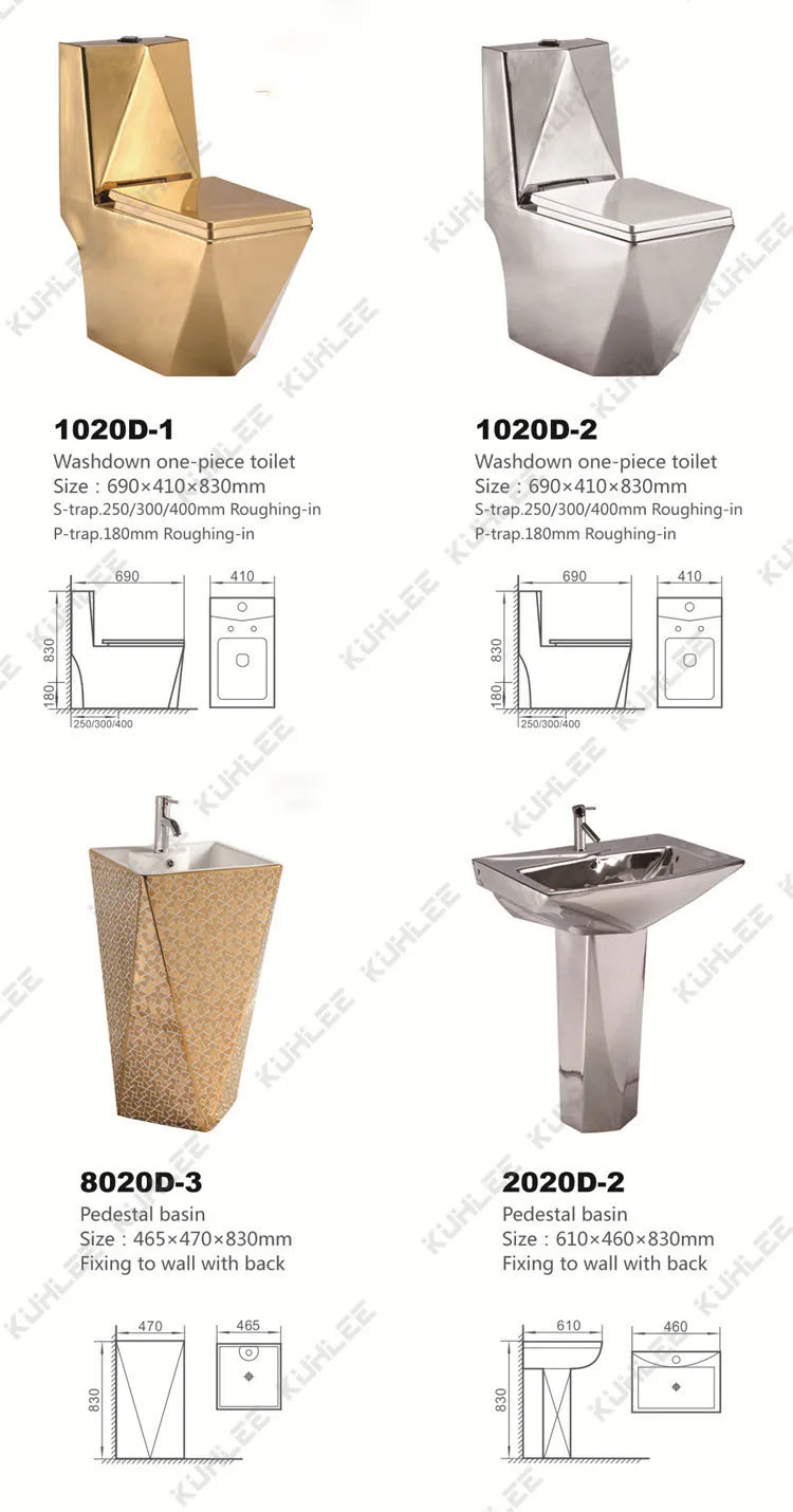 Golden Color Toilet Sink Set Bathroom WC Floor Standing Washdown One Piece Toilet For Luxury Home Hotel