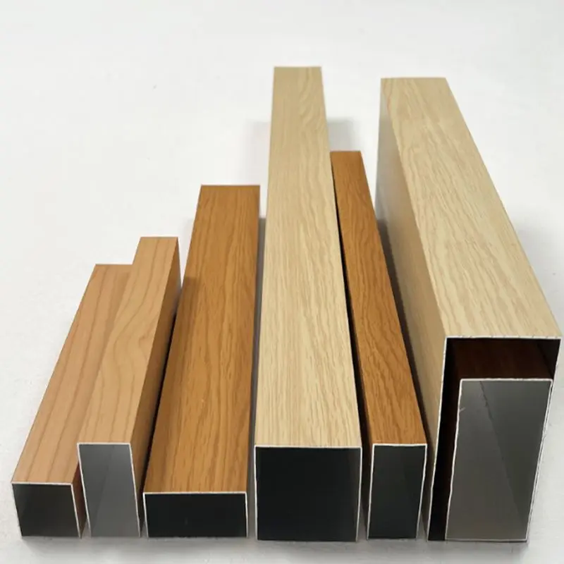 Railing Square Natural Aluminium Extrusion Tubing Extrude Colorful Wood Finish Tube Outdoor Aluminum Profile Pipe