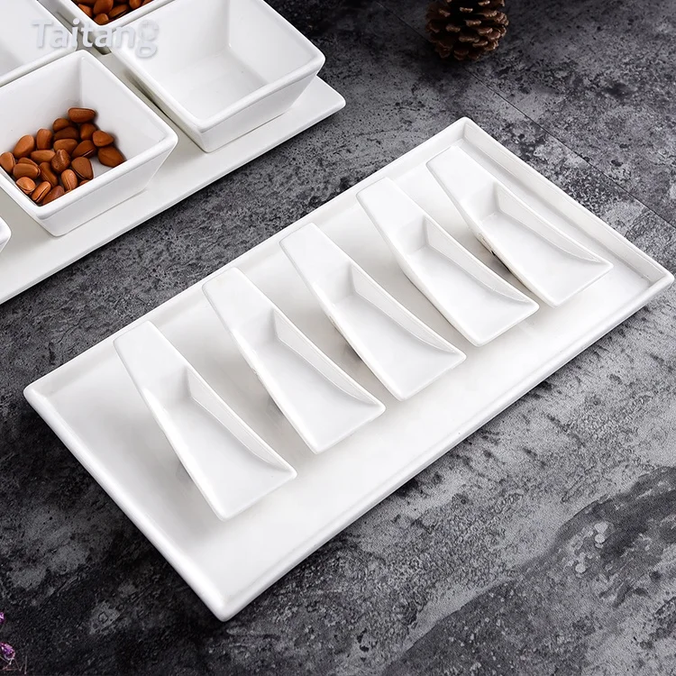 Ceramic Serving Dish Porcelain Snack Bowls White Ceramic Cake Snack Dish Set