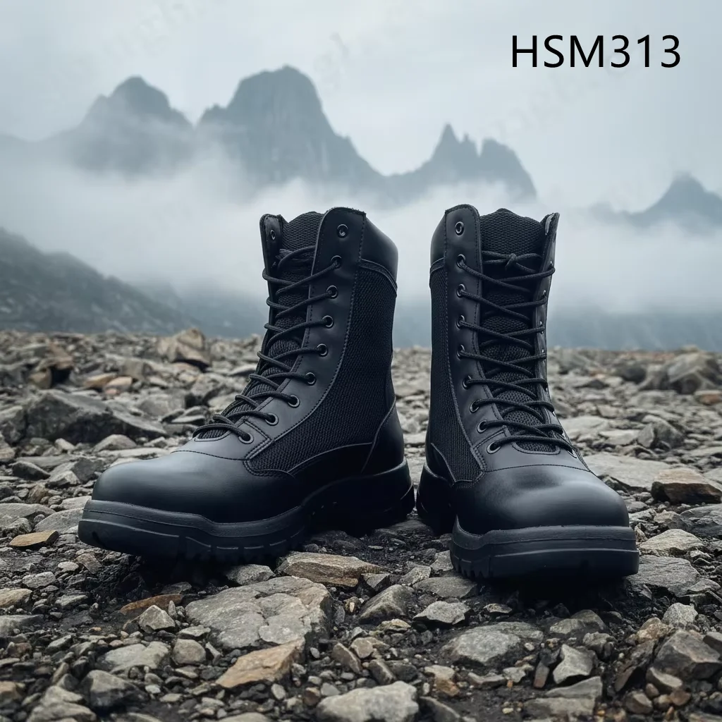HY,Camping Trips Wearable PU/PU Outsole Utility Fighting Boots Caving Moisture-wicking Lining 8 Inch Tactical Boots HSM313