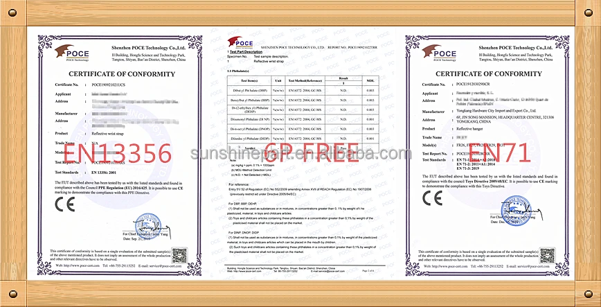 certificate for PVC items