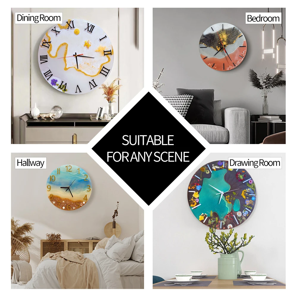 Dm744 Silicone Resin Molds Epoxy Clock Big Round Cement Clock Mould And