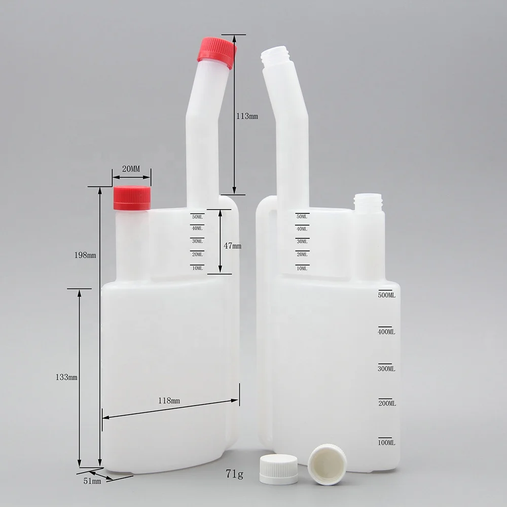 16 oz 500ml HDPE Long Neck Additive Liquid Measuring Chemical Dosing Plastic Bottle for Fuel Additive