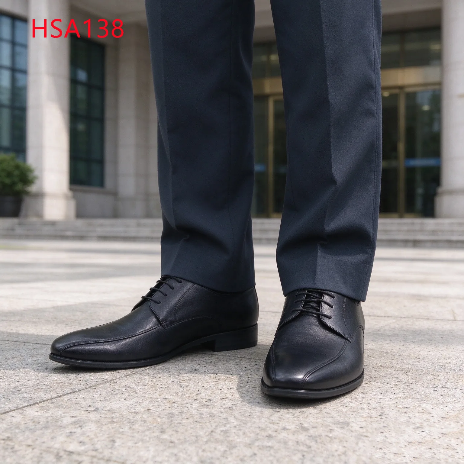 LXG,Formal Occasion square Toe Design Hua Singh Men Leather Shoes City Hall Stacked Heel Understated Uniform Shoes HSA138