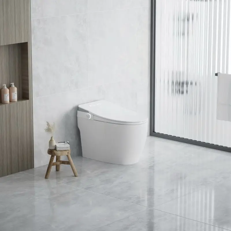 LED Display Screen Intelingent Bidet Heated Seat Foot Induction Flush Remote Control Smart Toilet