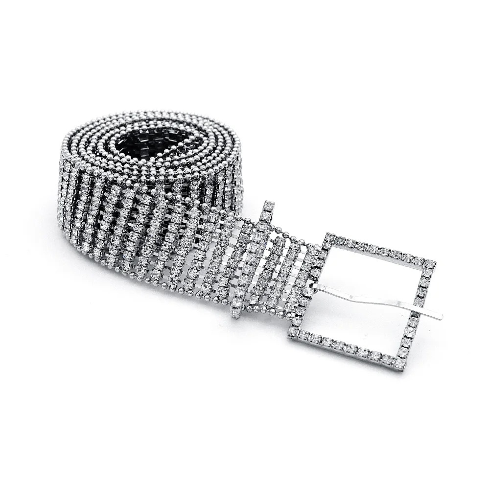 Rhinestone Square Buckle Belt - Perfect for Wedding Banquet display picture 1