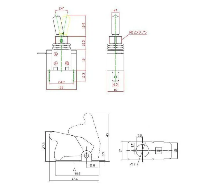 
 12V 20A автоматический переключатель ASW-07D с прозрачные корпуса из поликарбоната для тумблер  
