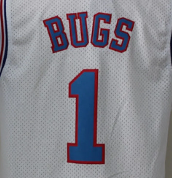 Youth Basketball Jersey #1 Moive Space Jam Jerseys Bugs Shirts for Kids White, Youth Medium 
